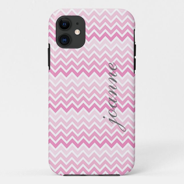 Pink Ombre Chevron Personalized I Phone 5 Case (Back)
