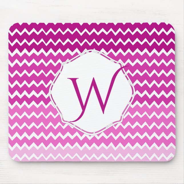 Pink Ombre Chevron Personalized Mouse Pad (Front)