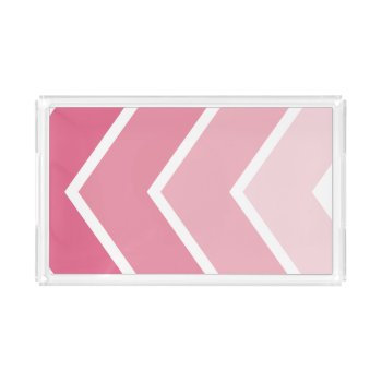 Pink Ombré Chevron Stripes Pattern Acrylic Tray by heartlockedhome at Zazzle