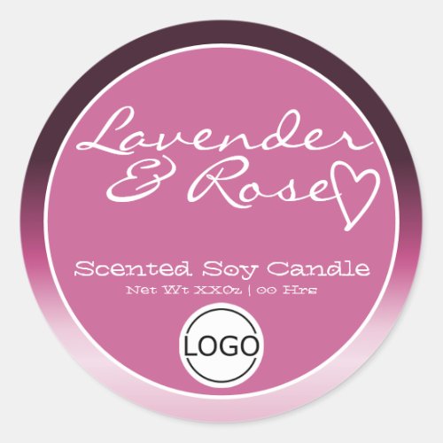 Pink Ombre Circle Logo Template Soy Candle Label