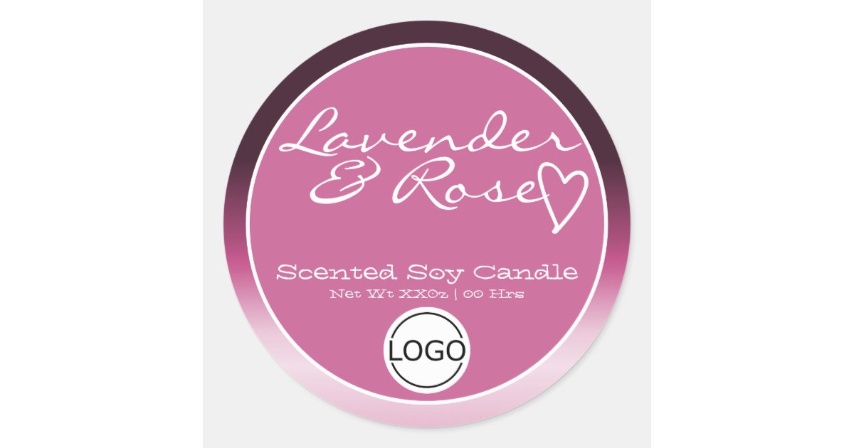 Pink Ombre Circle Logo Template Soy Candle Label | Zazzle