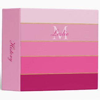 Pink Ombre Color Block Personalized Binder