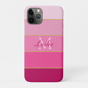 Pink Ombre Color Block Personalized iPhone 11 Pro Case