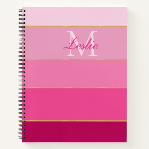 Pink Ombre Color Block Personalized Notebook