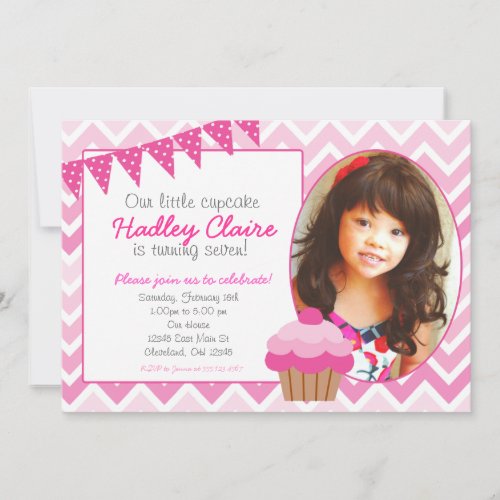Pink Ombre Cupcake Birthday invitation Invitations