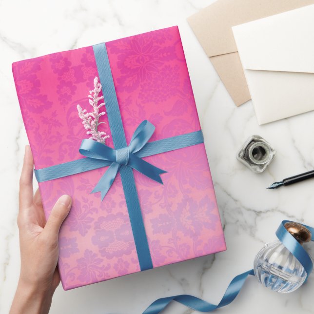Pink Ombre Damask Wrapping Paper (Gifting)