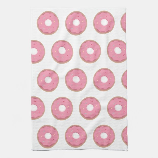 Pink Ombre Donuts Donut Sprinkles Bakery Kitchen Towel (Vertical)