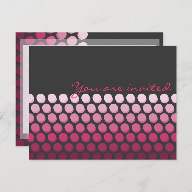 Pink Ombre Dots Invitation (Front/Back)