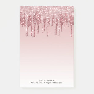 Pink Ombré Dripping Glitter Monogram Post-it Note