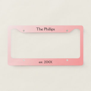 Pink ombre family established license plate frame