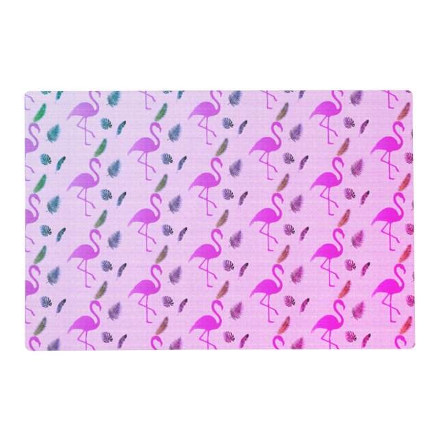 Pink Ombre Flamingos Placemat (Front)