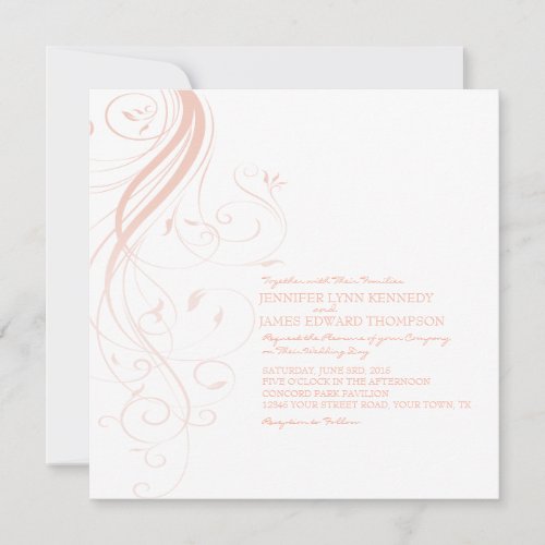 Pink Ombre Flourish Wedding Invitation