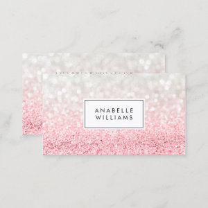 Pink Ombre Glitter and Bokeh Pattern Business Card