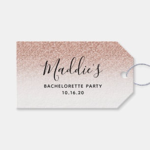 Pink Ombre Glitter Bachelorette Bride Name Favor Gift Tags