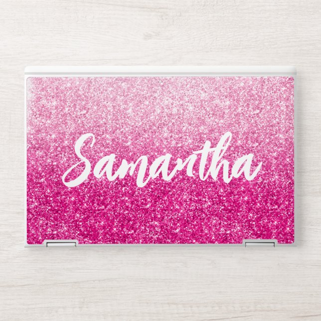 Pink Ombre Glitter HP Laptop Skin (Front)