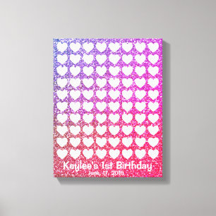 Pink Ombre Glitter Signature Fingerprint Guestbook