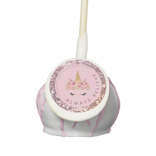 Pink Ombre Glitter Unicorn Birthday  Cake Pops