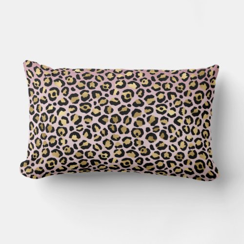 Pink Ombre Gold Black Leopard print       Lumbar Pillow