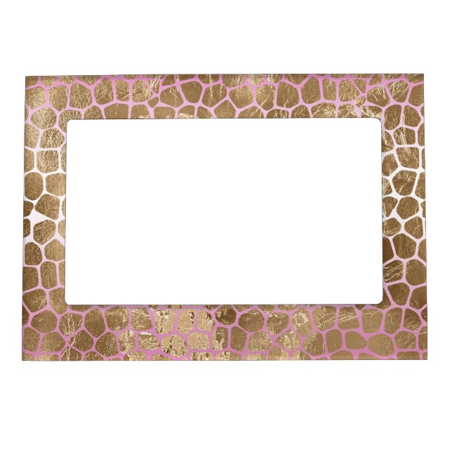 Pink Ombre Gold Giraffe Print      Magnetic Frame (Front)
