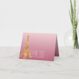 Pink Ombre Gold Glam Eiffel Tower Thank you