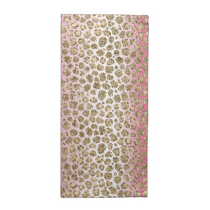 Pink Ombre Gold Glitter Glitz Leopard Print Cloth Napkin