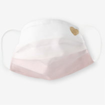 Pink Ombre Gold Heart Cloth Face Mask