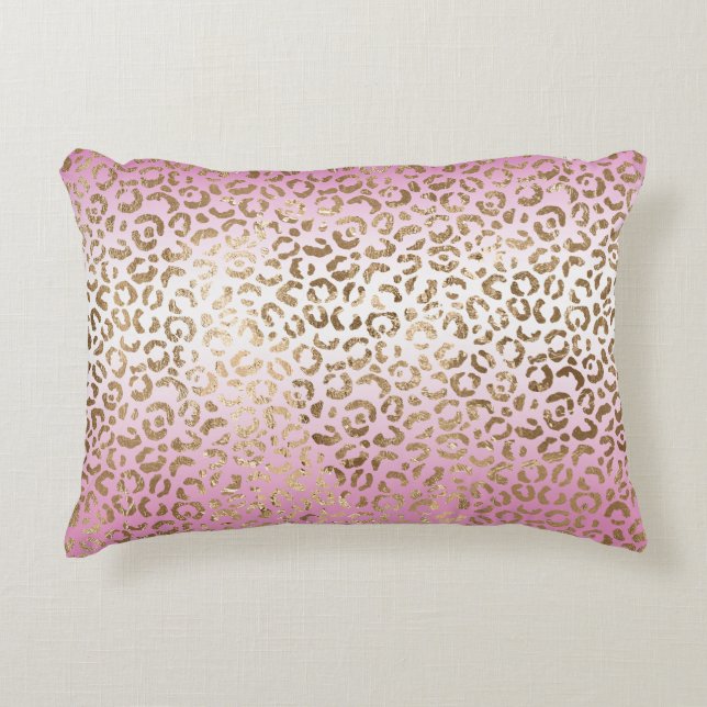 Pink Ombre Gold Leopard Print      Accent Pillow (Front)