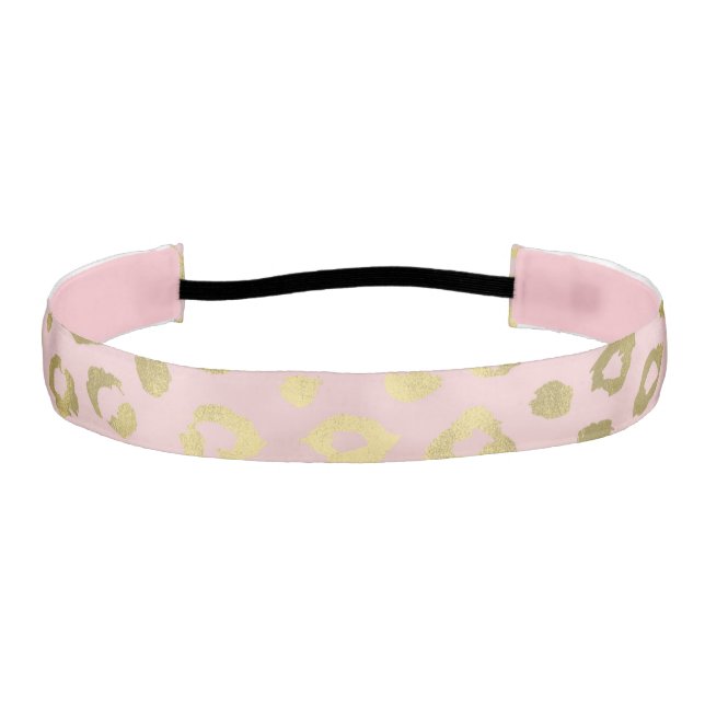 Pink Ombre Gold Leopard Print Athletic Headband (Front)