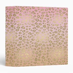 Pink Ombre Gold Leopard Print Binder