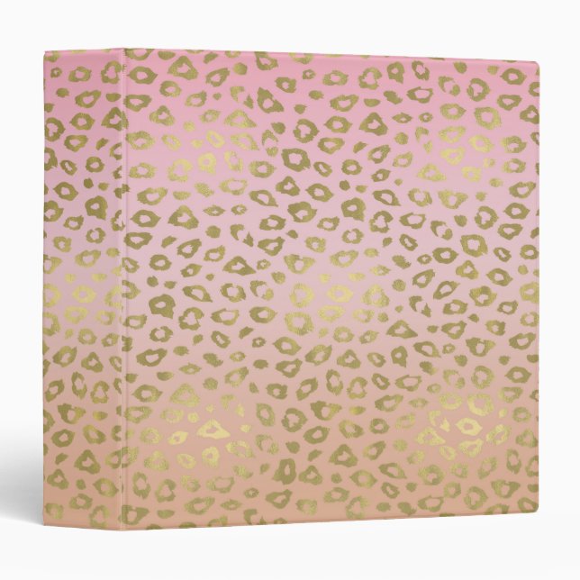 Pink Ombre Gold Leopard Print Binder (Front/Spine)