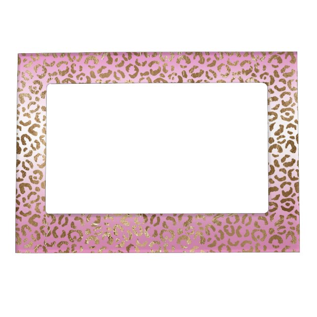 Pink Ombre Gold Leopard Print      Magnetic Frame (Front)