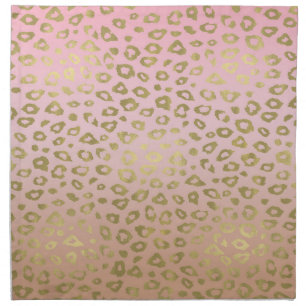 Pink Ombre Gold Leopard Print Napkin