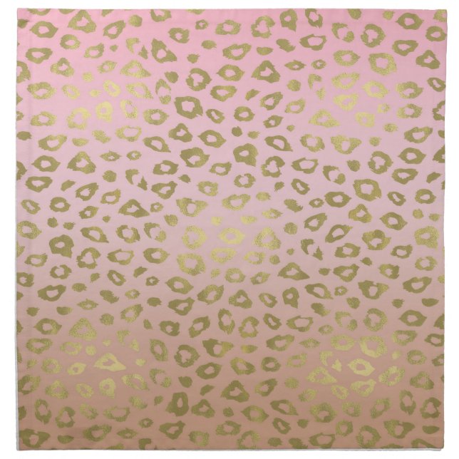 Pink Ombre Gold Leopard Print Napkin (Front)