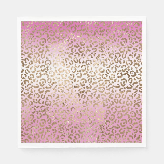Pink Ombre Gold Leopard Print      Napkins (Front)