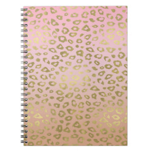 Pink Ombre Gold Leopard Print Notebook