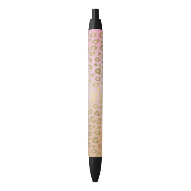 Pink Ombre Gold Leopard Print Pen (Front Vertical)