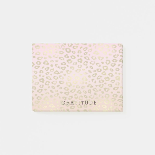Pink Ombre Gold Leopard Print Post-it Notes (Front)