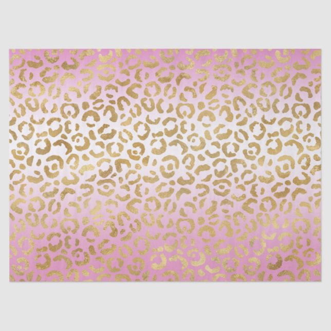 Pink Ombre Gold Leopard Print      Tissue Paper (Front)