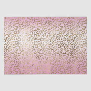 Pink Ombre Gold Leopard Print Tissue Paper
