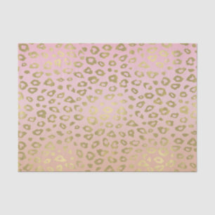 Pink Ombre Gold Leopard Print Tissue Paper