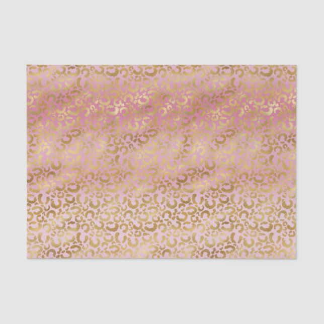 Pink Ombre Gold Leopard Print    Tissue Paper (Front)