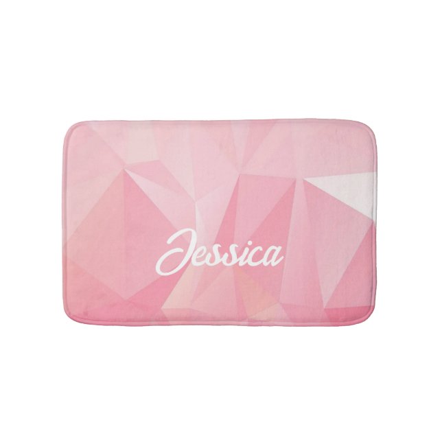 Pink ombre gradient geometric pattern bath mat (Front)