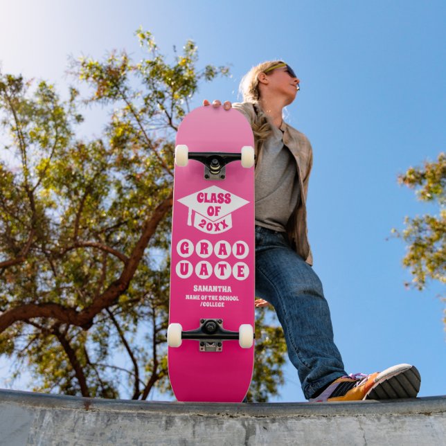 Pink Ombre Gradient Graduation Skateboard (Outdoor 1)