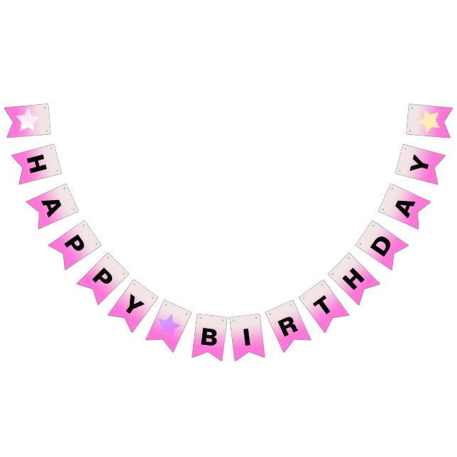Pink Ombre Gradient Happy Birthday Bunting Flags (All)