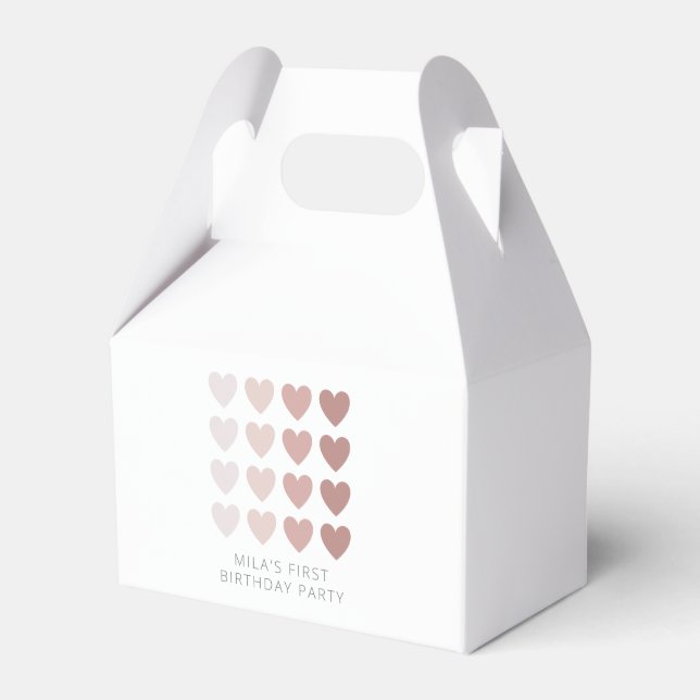 Pink Ombre Hearts Favor Boxes (Front Side)