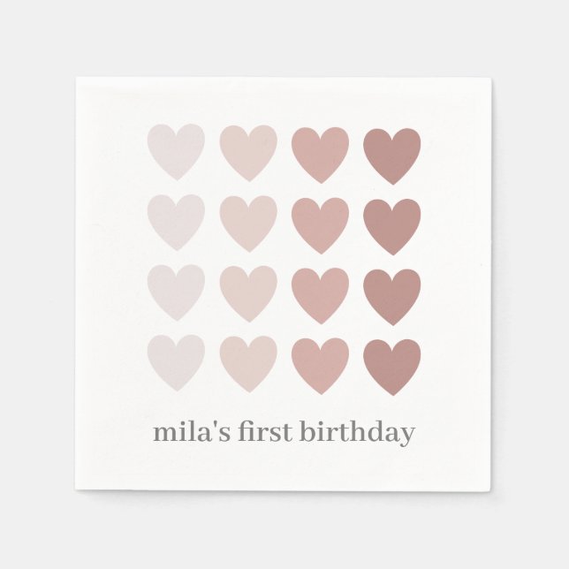 Pink Ombre Hearts Napkins (Front)