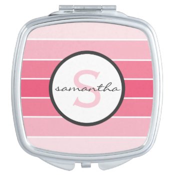 Pink Ombre Monogram Compact Mirror by snowfinch at Zazzle