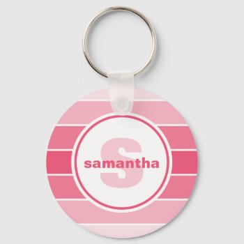 Pink Ombre Monogram Keychain by snowfinch at Zazzle