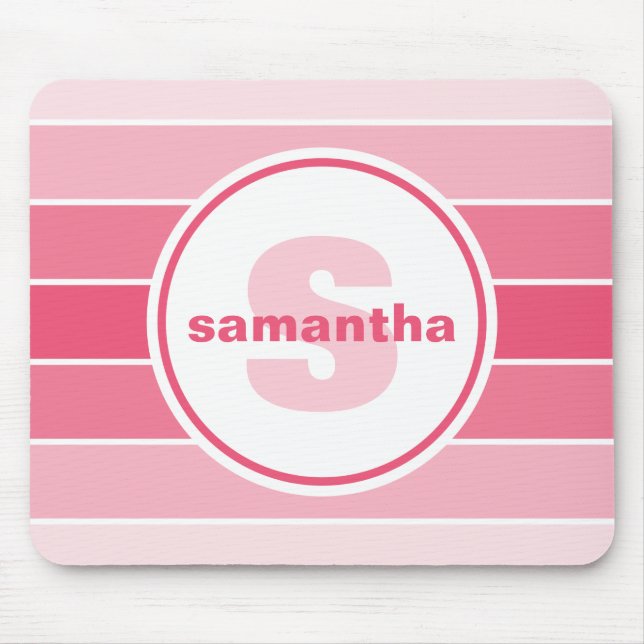 Pink Ombre Monogram Mouse Pad (Front)