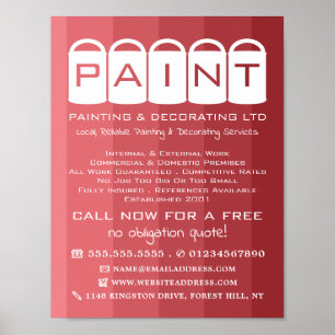 Pink Ombre, Paint Buckets, Painter & Decorator Poster